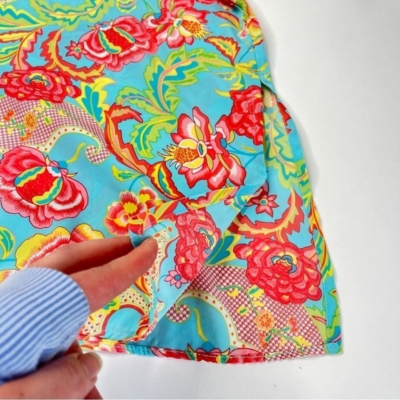 Vintage Natori Blue Paisley Floral Zippered Long Sleeve House Sleep Lounge Dress - Picture 10 of 15